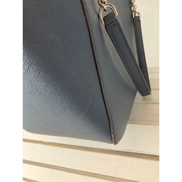 MICHAEL KORS, LARGE NAVY SAFFIANO LEAHTER SHOULDER BAG WITH CHARM - Picture 6 of 16